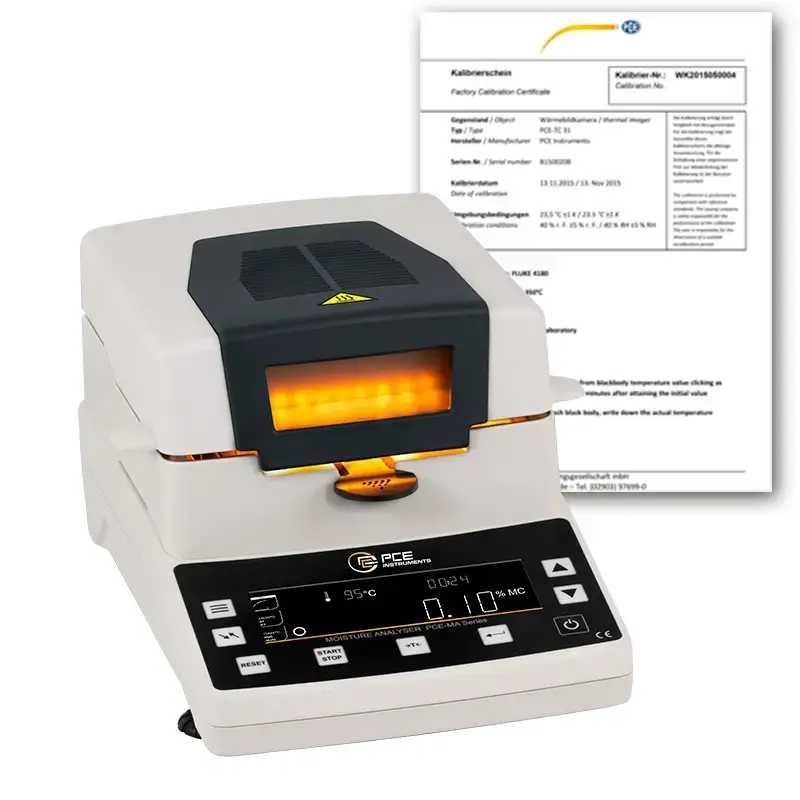 Analyseur d'humidité PCE-MA 100-ICA avec certificat d'étalonnage ISO