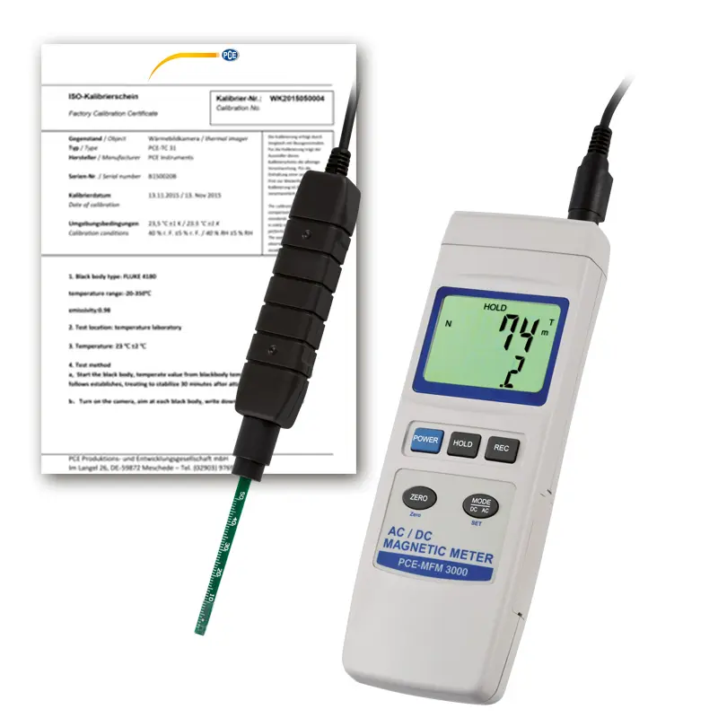 Analyseur de champ électromagnétique EMF PCE-MFM 3000-ICA avec certificat ISO