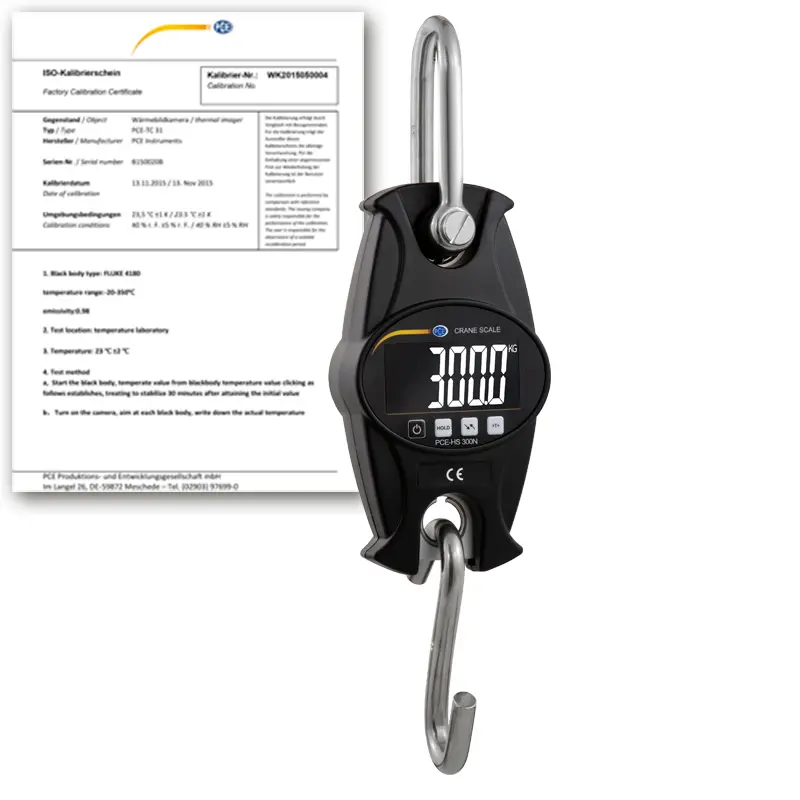 Balance à suspension PCE-HS 300N-ICA avec certificat d'étalonnage ISO
