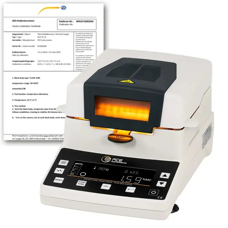 Balance d'humidité PCE-MA 202-ICA avec certificat d'étalonnage ISO