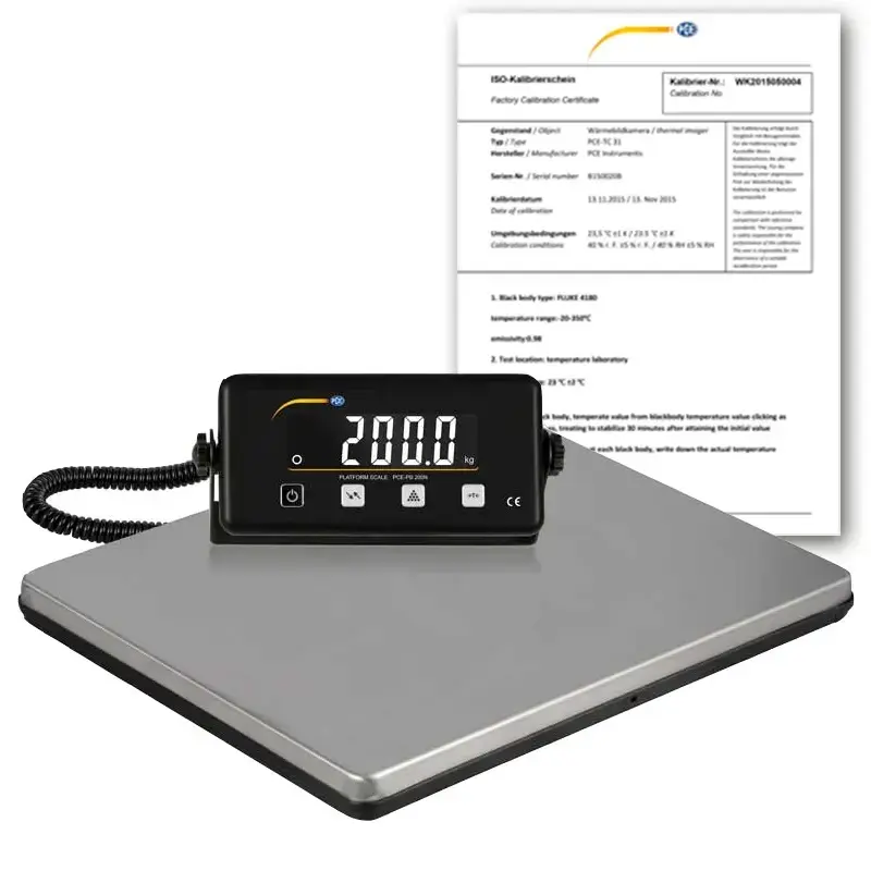 Balance industrielle PCE-PB 200N-ICA avec certificat d'étalonnage ISO