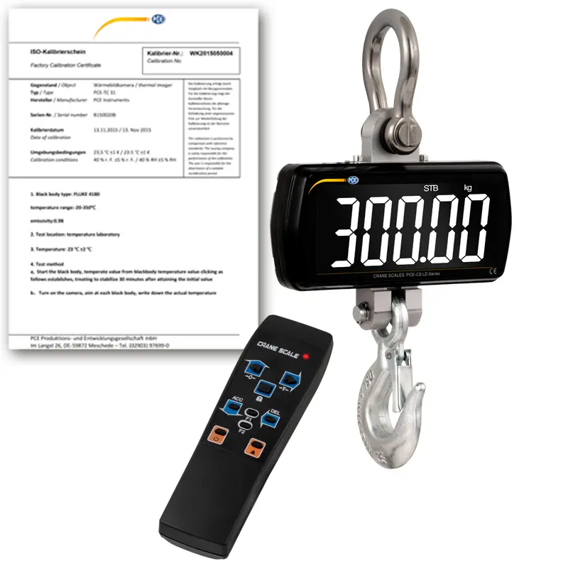 Balance suspendue PCE-CS 300LD avec certificat d'étalonnage ISO