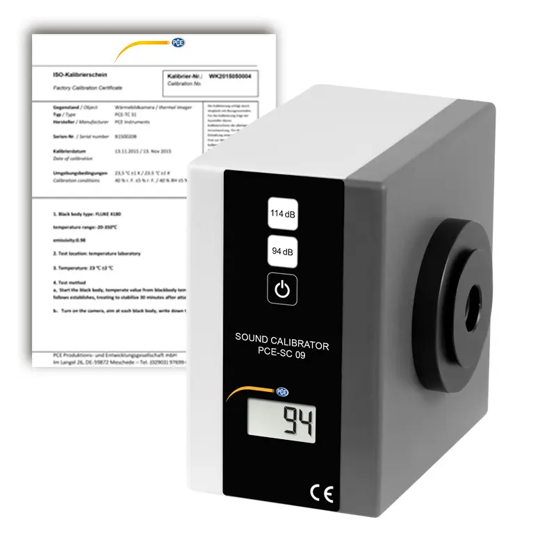 Calibrateur acoustique Classe I PCE-SC 09-ICA avec certificat d'étalonnage ISO