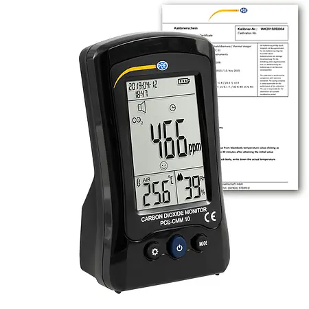 Capteur de CO2 professionnel PCE-CMM 10-ICA avec certificat d'étalonnage ISO