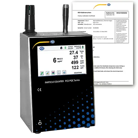 Capteur de CO2 professionnel PCE-PQC 22EU avec certificat d'étalonnage
