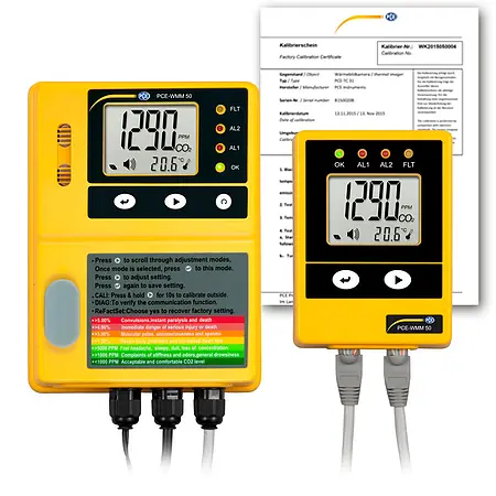 Capteur de CO2 professionnel PCE-WMM 50-ICA avec certificat d'étalonnage ISO