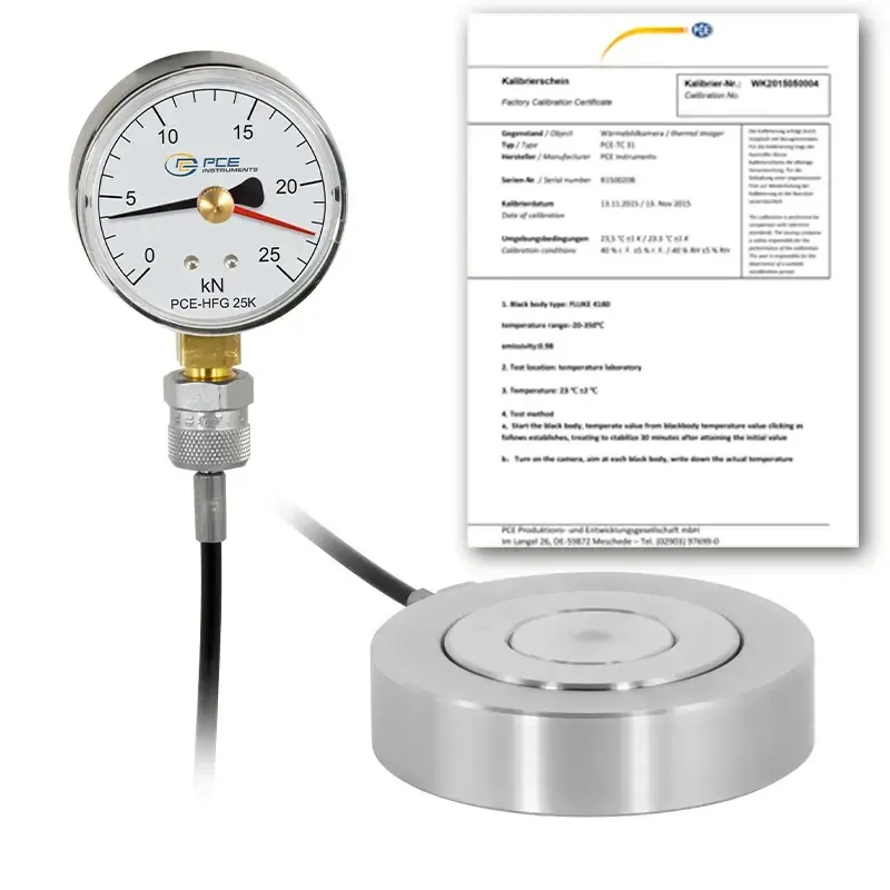 Cellule de charge hydraulique PCE-HFG 25K-E100 avec certificat d'étalonnage ISO