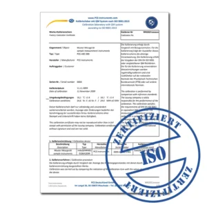 Certificat d'étalonnage ISO pour la mesure de force