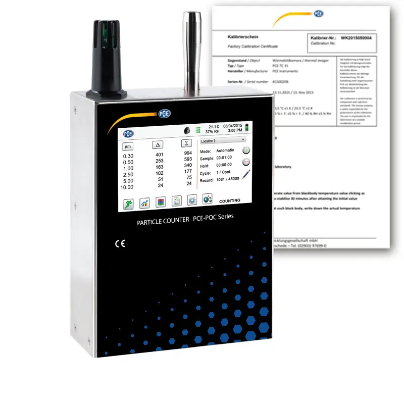 Compteur de particules PCE-PQC 30EU avec certificat d'étalonnage ISO