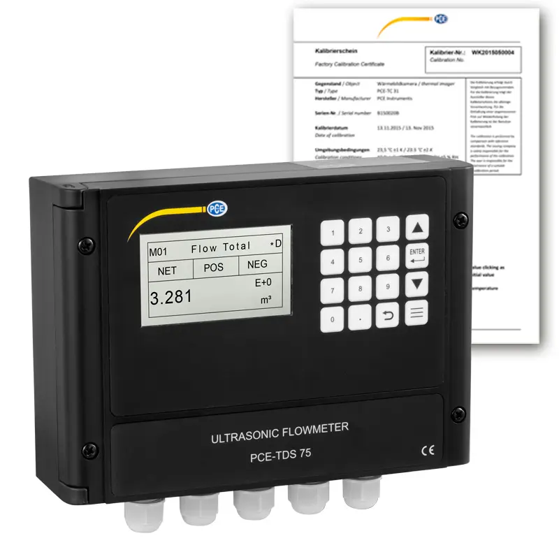 Débitmètre à ultrasons PCE-TDS 75-ICA avec certificat ISO