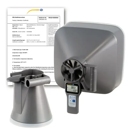 Débitmètre PCE-VA 20-SET-ICA avec certificat d'étalonnage ISO
