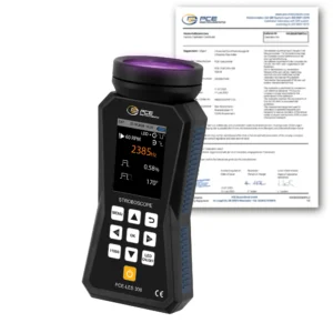 Détecteur de rayonnement UV PCE-LES 308UV-385-ICA avec certificat d'étalonnage ISO
