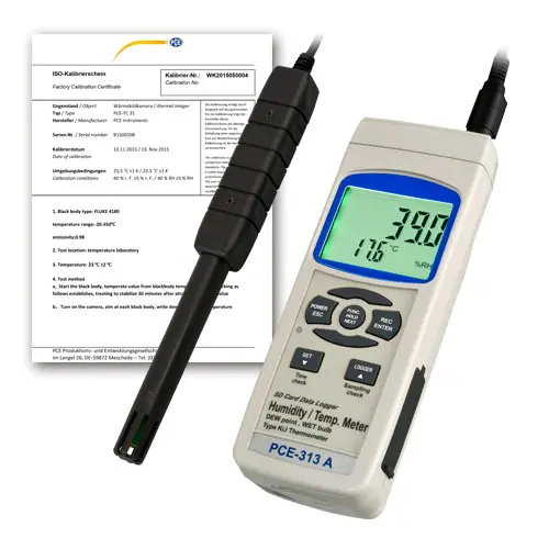 Hygromètre PCE-313A-ICA avec certificat d'étalonnage ISO