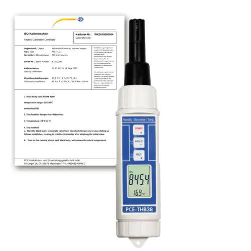 Hygromètre PCE-THB 38-ICA avec certificat d'étalonnage ISO