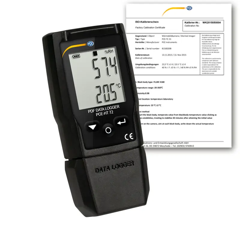 Mesureur climatologique PCE-HT 72-ICA avec certificat d'étalonnage ISO