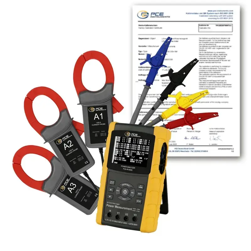 Mesureur d'énergie PCE-PA 8000 avec certificat d'étalonnage ISO