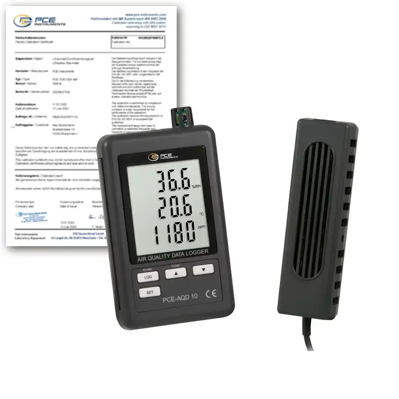 Mesureur de la qualité de l'air intérieur PCE-AQD 10-ICA avec certificat d'étalonnage ISO