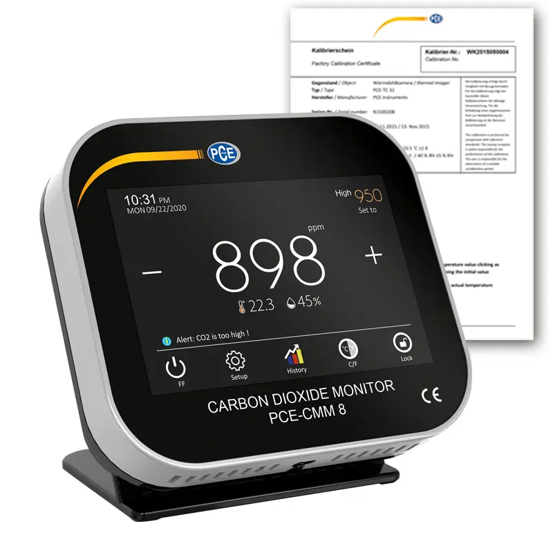 Mesureur de la qualité de l'air intérieur PCE-CMM 8-ICA avec certificat d'étalonnage ISO