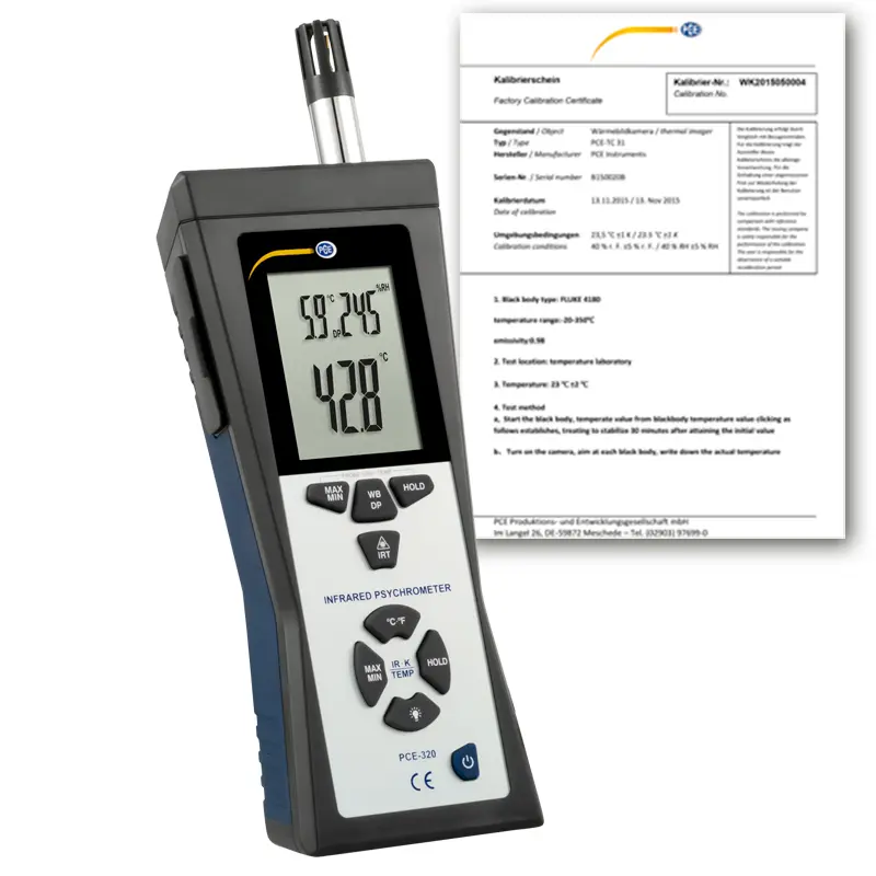 Mesureur du point de rosée PCE-320-ICA avec certificat d'étalonnage ISO