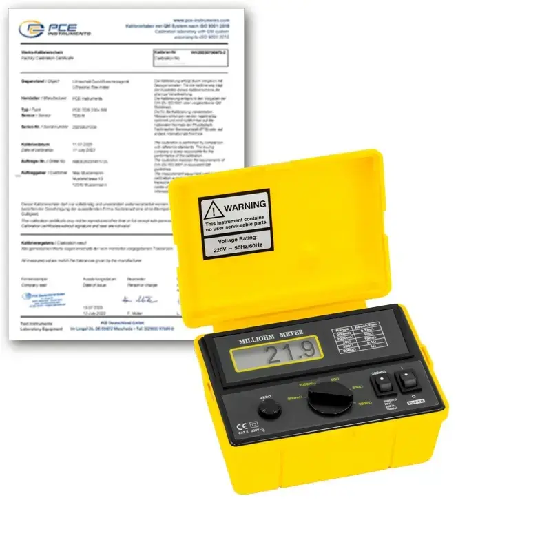 Ohmmètre PCE-MO 2001-ICA avec certificat d'étalonnage ISO
