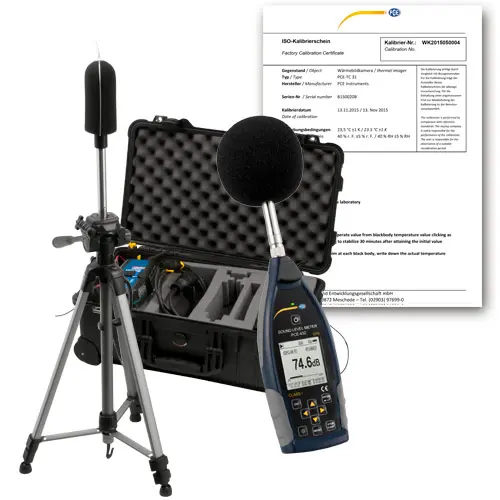 Sonomètre PCE-432-EKIT-ICA avec kit pour extérieur et certificat ISO
