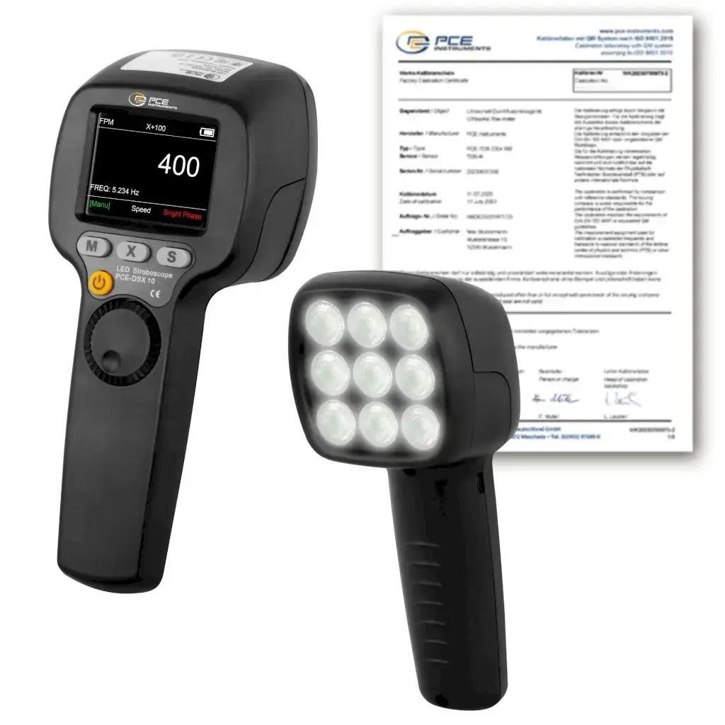Stroboscope PCE-DSX 10-ICA avec certificat d'étalonnage ISO