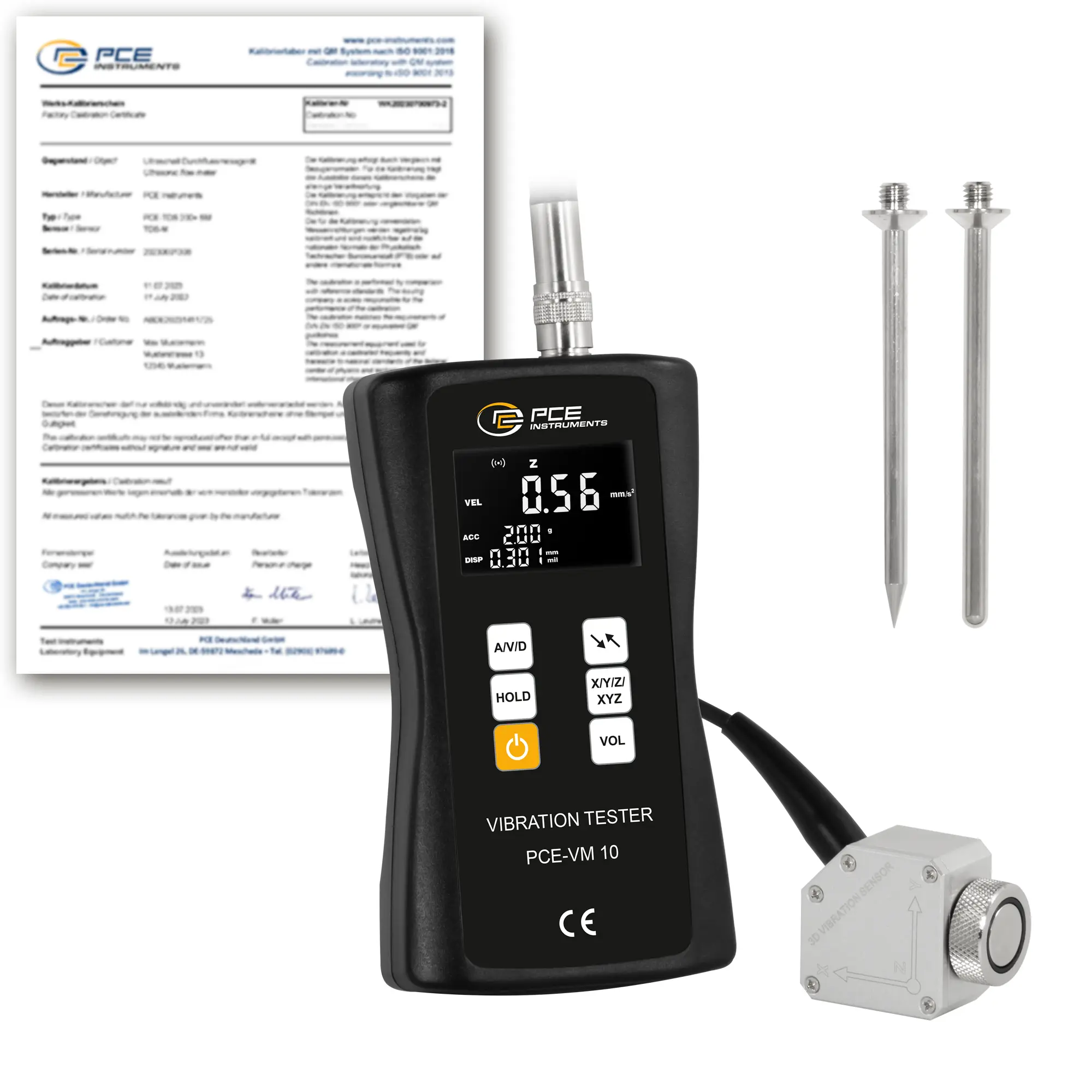 Surveillance des conditions PCE-VM 10-ICA avec certificat d'étalonnage ISO