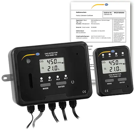 Système de détection de gaz PCE-WMM 100-ICA avec certificat d'étalonnage ISO