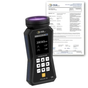 Tachymètre PCE-LES 108UV-365-ICA avec certificat d'étalonnage ISO