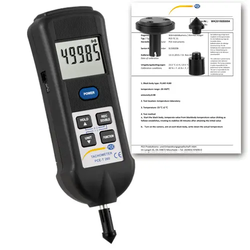 Tachymètre PCE-T 260-ICA avec certificat d'étalonnage ISO