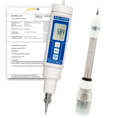 Testeur de pH PCE-PH20 avec certificat d'étalonnage ISO