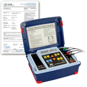 Vérificateur de milliohms PCE-MO 2010-ICA avec certificat d'étalonnage ISO