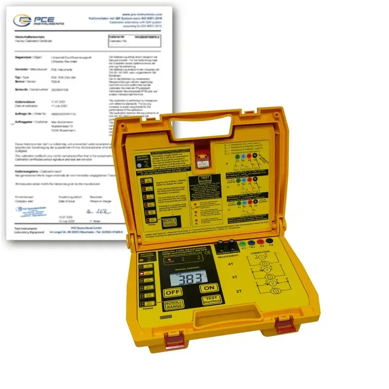 Vérificateur de milliohms PCE-MO 3001-ICA avec certificat d'étalonnage ISO