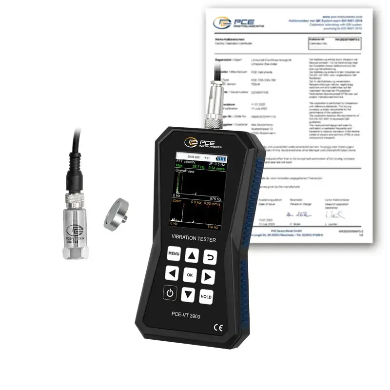 Vibromètre FFT PCE-VT 3900-ICA avec certificat d'étalonnage ISO