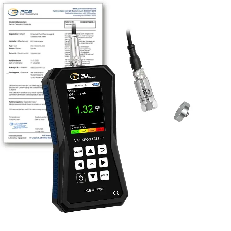 Vibromètre PCE-VT 3700-ICA avec certificat d'étalonnage ISO